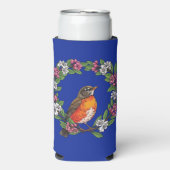 Cute Connecticut Bird With Kalmia latifolia スリム缶クーラー (Seltzer正面)