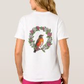 Cute Connecticut Bird With Kalmia latifolia Tシャツ (裏面)