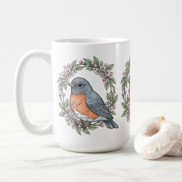 Cute Connecticut Bird With Mountain Laurel コーヒーマグカップ