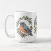 Cute Connecticut Bird With Mountain Laurel コーヒーマグカップ (左)