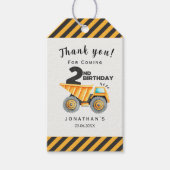 Cute Construction Birthday Boy Party 2nd Birthday ギフトタグ (正面)