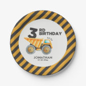 Cute Construction Birthday Boy Party 3th Years ペーパープレート (正面)
