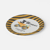 Cute Construction Birthday Boy Party 3th Years ペーパープレート (アングル)