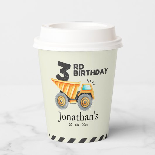 Cute Construction Birthday Boy Party 3th Years 紙コップ (裏面)