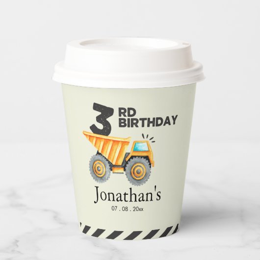 Cute Construction Birthday Boy Party 3th Years 紙コップ (正面)