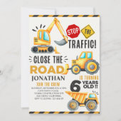 Cute Construction Birthday Party 6th Years 招待状 (正面)