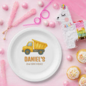 Cute Construction Dump Truck Any Age Birthday  ペーパープレート (パーティー)
