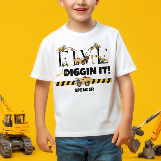 Cute Construction Dump Truck Boy 5th Birthday トドラーTシャツ