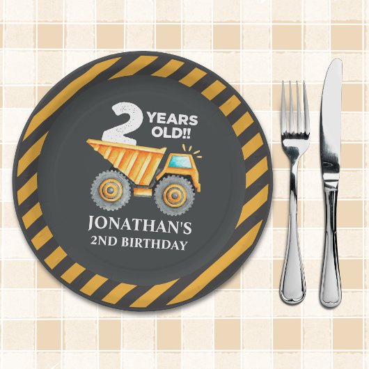Cute Construction Party for 2nd Birthday Kids ペーパープレート
