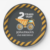 Cute Construction Party for 2nd Birthday Kids ペーパープレート (正面)