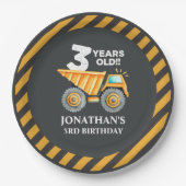 Cute Construction Party for 3rd Birthday Kids ペーパープレート (正面)