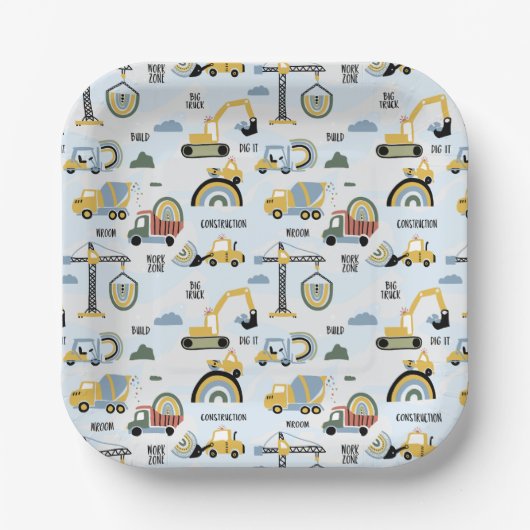 Cute Construction Theme Party ペーパープレート (正面)