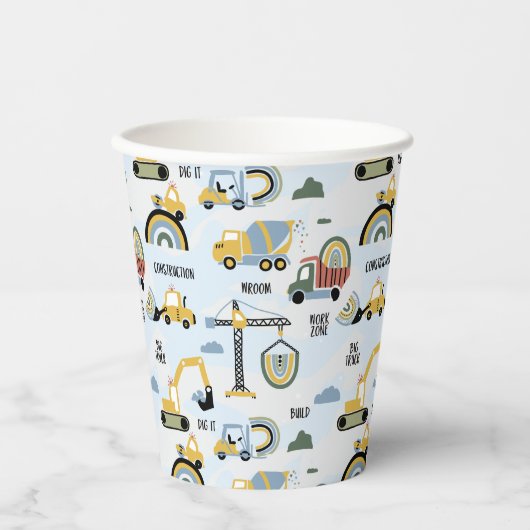 Cute Construction Themed Birthday Party 紙コップ (正面)