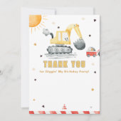 Cute Construction Truck Birthday Thank You Card (正面)