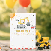 Cute Construction Truck Birthday Thank You Card
