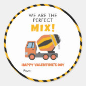 Cute Construction Truck - Kids Classroom Valentine ラウンドシール (正面)