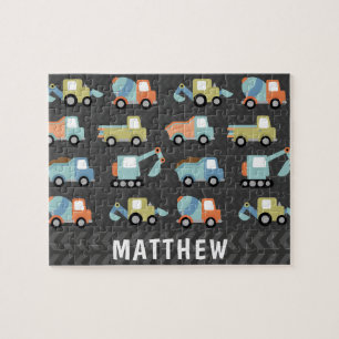 Cute Construction Trucks Personalized ジグソーパズル