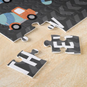 Cute Construction Trucks Personalized ジグソーパズル (側面)