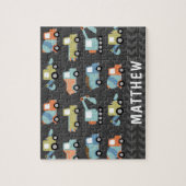 Cute Construction Trucks Personalized ジグソーパズル (縦)