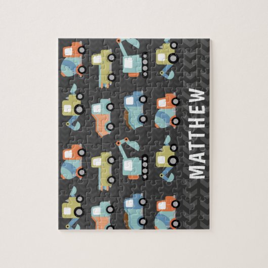 Cute Construction Trucks Personalized ジグソーパズル (縦)