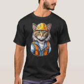 Cute Construction Worker Cat With A Hard Hat Graph Tシャツ (正面)
