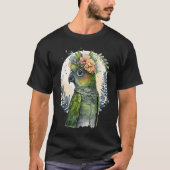 Cute Conure Parrot Bird Flower Crown Pet Birds Tシャツ (正面)