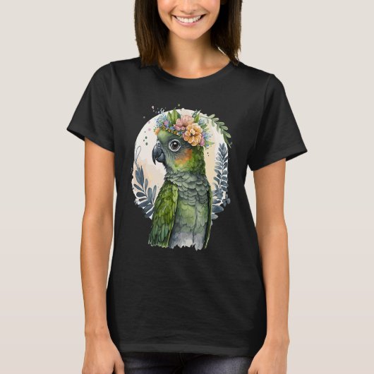 Cute Conure Parrot Bird Flower Crown Pet Birds Tシャツ (正面)
