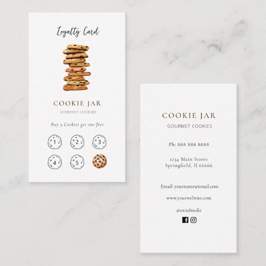 Cute Cookie shop Loyalty  business card 名刺 (正面/裏面)