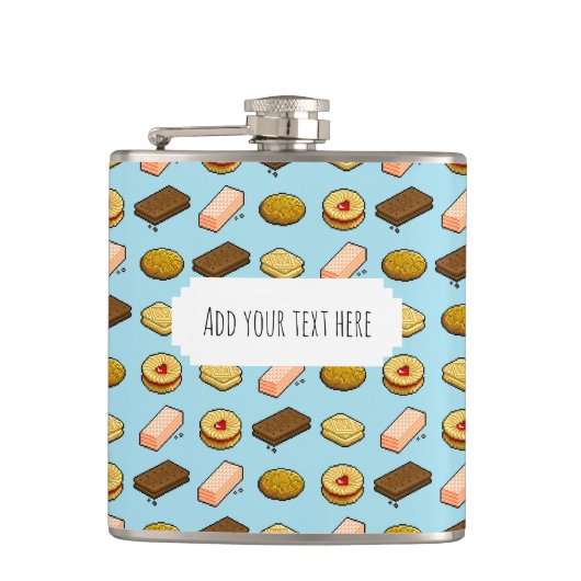 Cute Cookies Add Your Own Text Pixel Art Pattern フラスク (正面)