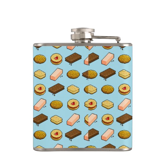 Cute Cookies Add Your Own Text Pixel Art Pattern フラスク (裏面)