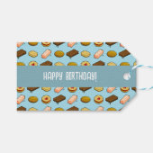 Cute Cookies Happy Birthday! Biscuit Pixel Pattern ギフトタグ (正面(横))