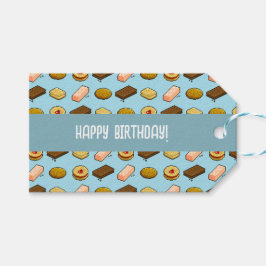 Cute Cookies Happy Birthday! Biscuit Pixel Pattern ギフトタグ