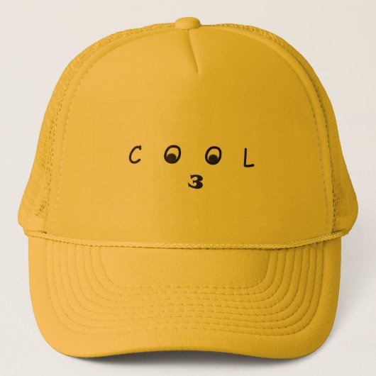 Cute Cool Face Minimal Typography Design キャップ (正面)