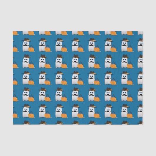 Cute Cool funny Halloween ghost moustache pattern 薄葉紙 (正面)