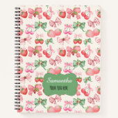 Cute Coquette aesthetic girly strawberry pattern ノートブック (正面)