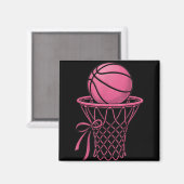 Cute Coquette Basketball Aesthetic Pink Hoop Style マグネット (正面/裏面)