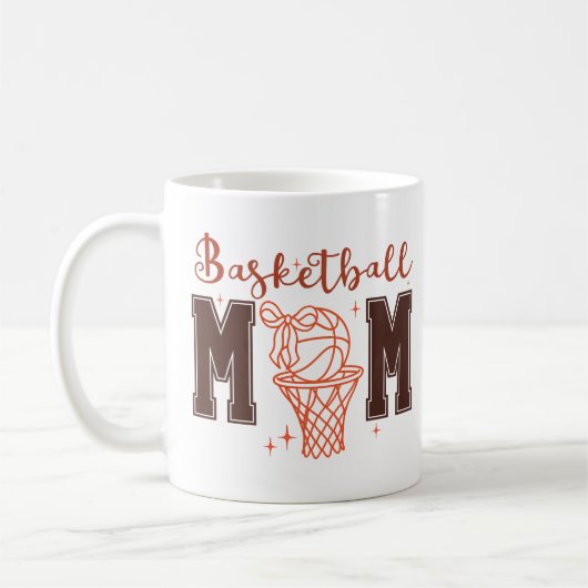 Cute Coquette Basketball Mom コーヒーマグカップ (左)