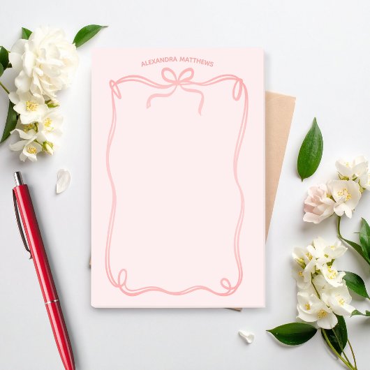 Cute Coquette Bow and Ribbon Custom Name ポストイット