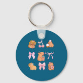 Cute Coquette Bow Capybara Pajamas Pjs Clothes Gir キーホルダー (正面)