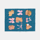 Cute Coquette Bow Capybara Pajamas Pjs Clothes Gir フリースブランケット (正面(横))