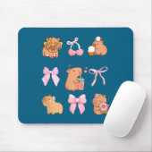 Cute Coquette Bow Capybara Pajamas Pjs Clothes Gir マウスパッド (マウス)