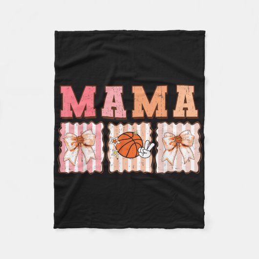 Cute Coquette Bow Game Day Basketball Mama For Mom フリースブランケット (正面)