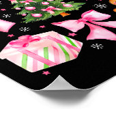 Cute Coquette Bow Nk Christmas Tree Santa Gingerbr ポスター (角)