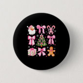Cute Coquette Bow Nk Christmas Tree Santa Gingerbr 缶バッジ (正面)