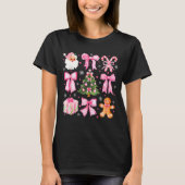 Cute Coquette Bow Nk Christmas Tree Santa Gingerbr Tシャツ (正面)