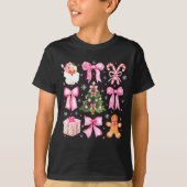 Cute Coquette Bow Nk Christmas Tree Santa Gingerbr Tシャツ (正面)