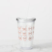 Cute Coquette Bow Pattern Blush Pink アクリルタンブラー (裏面)