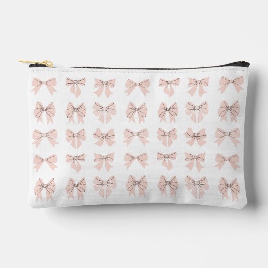 Cute Coquette Bow Pink Blush アクセサリーポーチ (正面)