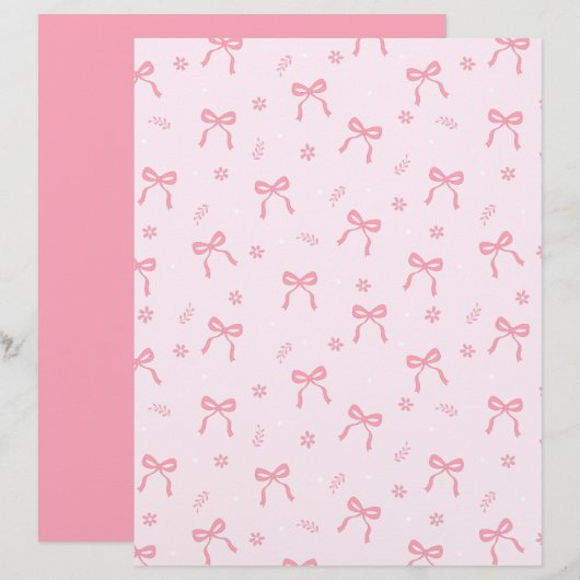 Cute Coquette Bows and Blossoms Scrapbook Paper (正面/裏面)