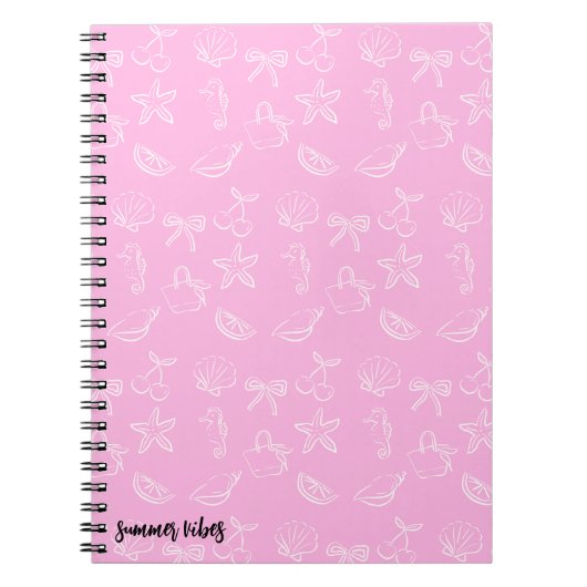 Cute Coquette Bows and Cherries Pattern Notebook ノートブック (正面)